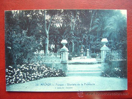 Postales: MALAGA, PARQUE, GLORIETA DE LA PROVINCIA