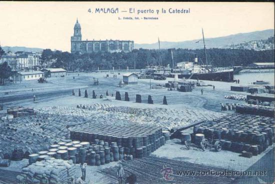Postales: M&Aacute;LAGA.- EL PUERTO Y LA CATEDRAL