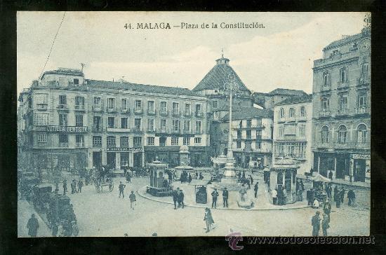 Postales: TARJETA POSTAL DE MALAGA. PLAZA DE LA CONSTITUCION. N&ordm; 44.
