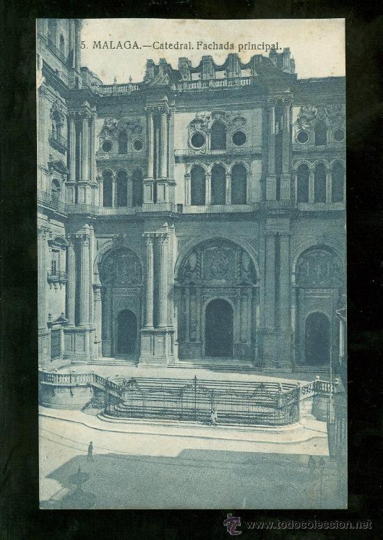 Cartoline: TARJETA POSTAL DE MALAGA. CATEDRAL. FACHADA PRINCIPAL. N&ordm; 5.
