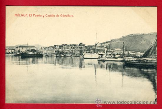 Postales: malaga , el puerto y castillo de gibralfaro , P43897