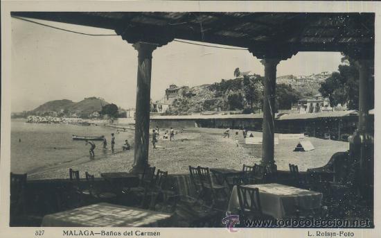 Postales: POSTAL ANTIGUA DE MALAGA BA&Ntilde;OS DEL CARMEN    P-ANMA-040
