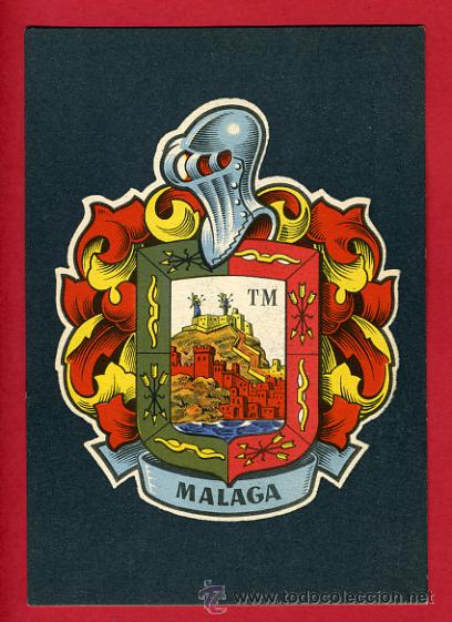 Postales: postal malaga, escudo , coleccion heraldica blasones de espa&ntilde;a, litografia, e37