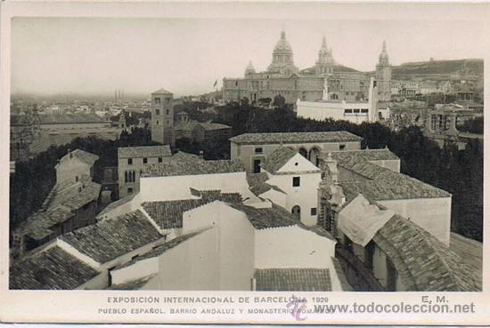 Cartes Postales: TARJETA POSTAL ESPA&Ntilde;A MODERNA 1.940, PUEBLO ESPA&Ntilde;OL, BARRIO ANDALUZ Y MONASTERIO ROM&Aacute;NICO