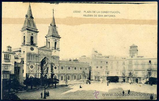 Postales: CADIZ : Hauser y Menet - Plaza de la Constituci&oacute;n, Iglesia de San Antonio