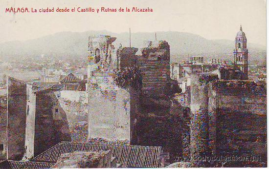 Postales: malaga la ciudad desde el castillo y ruinas de la alcazaba