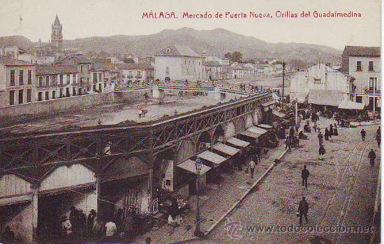 Postales: malaga mercado de puerta nueva.orillas del guadalmedina
