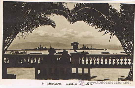 Cartes Postales: TARJETA POSTAL ESPA&Ntilde;A MODERNA 1.940, ANDALUC&Iacute;A, GIBRALTAR, BARCOS DE GUERRA EN EN PUERTO