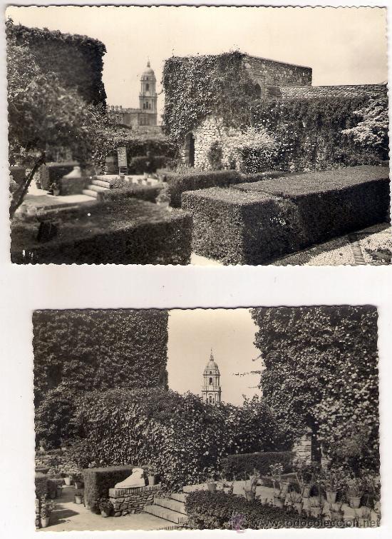 Postales: -23299 2 POSTALES MALAGA, JARDINES DE LA ALCAZABA, EDICIONES FOTO CORTES, MALAGA