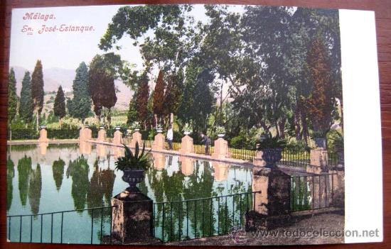 Postales: ANTIGUA POSTAL COLOREADA DE MALAGA - ESTANQUE - ED. PURGER & CO. N. 2395 - NO CIRCULADA.