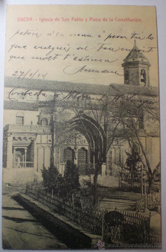 Postales: Antigua Tarjeta Postal. UBEDA - IGLESIA DE SAN PABLO Y PLAZA DE LA CONSTITUCION
