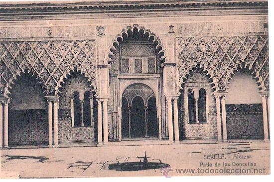 Postales: TARJETA POSTAL DE SEVILLA. N&ordm;60. ALCAZAR, PATIO DE LAS DONCELLAS. C. R. S.