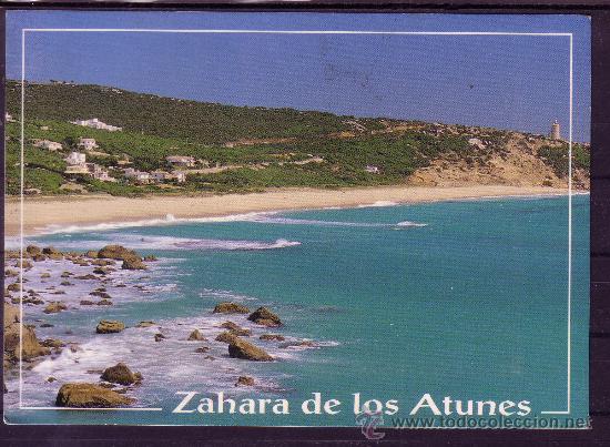 Postales: POSTAL DE GRAN TAMA&Ntilde;O 12X17 ZAHARA DE LOS ATUNES - PLAYA AGUA EN MEDIO - CADIZ