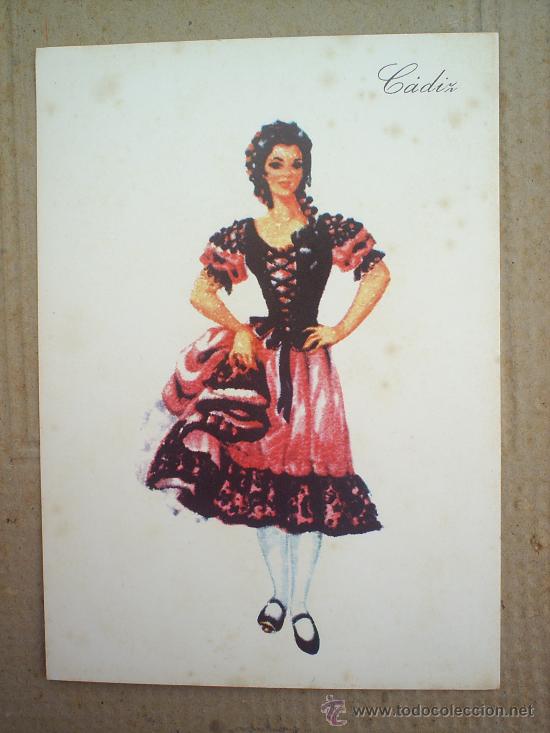 Postales: POSTAL PROPAGANDA DE FARMACIO , 1973 MUJER EN TRAJE REGIONAL  CADIZ