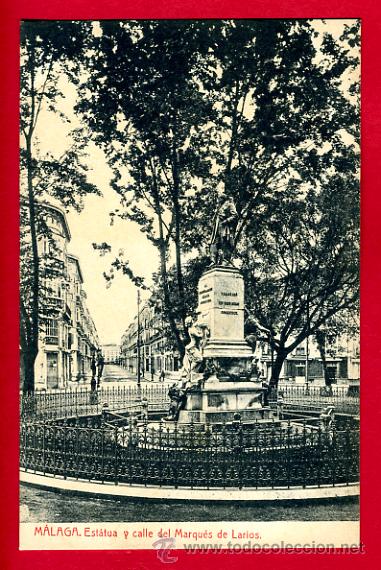 Postales: malaga, estatua y calle del marques de larios,     p45364