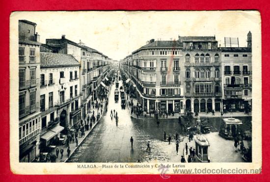 Postales: malaga, plaza de la constitucion y calle de larios,   p48443