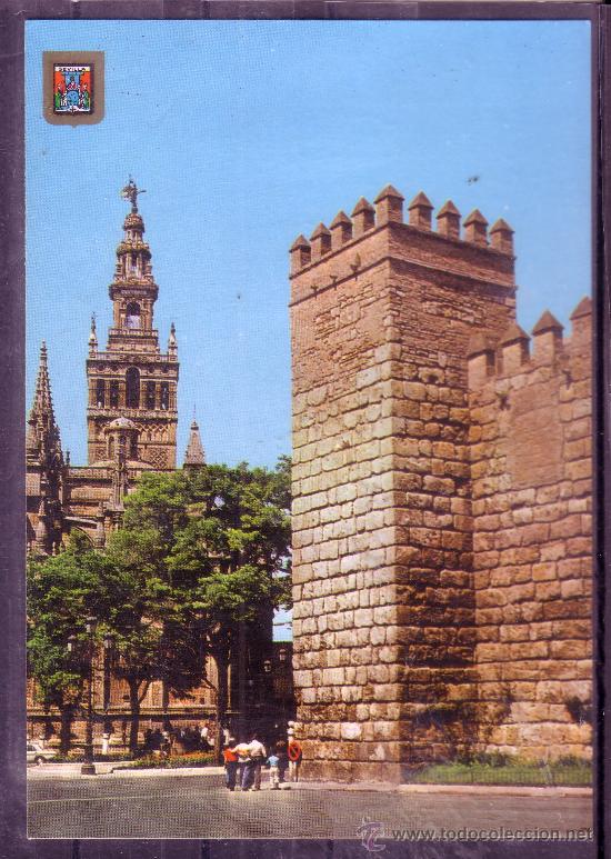 Postales: LA GIRALDA - DETALLE DE LAS MURALLAS DEL ALCAZAR