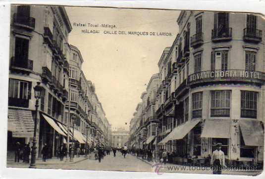 Postales: Malaga. Rafael Toval. Calle del Marques de Lario.. Fototipia Hauser y Menet. Sin circular.