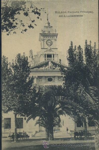 Postales: POSTAL ANTIGUA DE MALAGA FACHADA PRINCIPAL DEL AYUNTAMIENTO  P-ANMA-183
