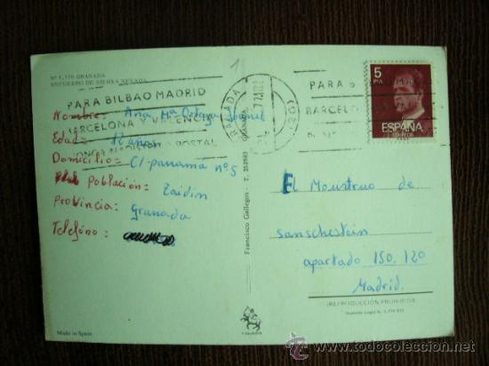 Postales: GRANADA. N&ordm; 1176. ESCRITA Y CIRCULADA - Foto 2