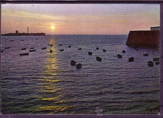 Postales: CADIZ - CALETA Y FARO - ATARDECER