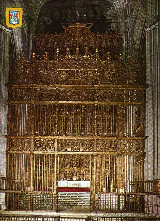 Postales: CATEDRAL DE SEVILLA N&ordm; 1 ALTAR MAYOR DETALLE CANCELAS EDICIONES FISA SIN CIRCULAR