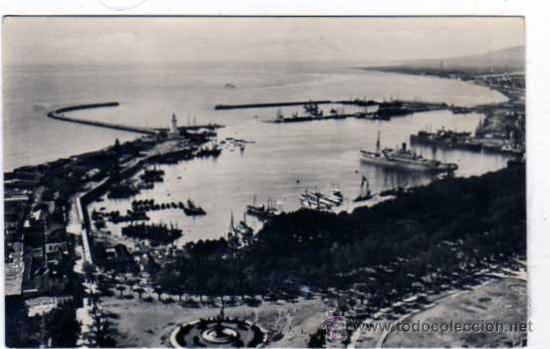 Postales: Malaga. Vista parcial de la ciudad. Ed. de compa&ntilde;ia naviera Alemana. Sin circular.