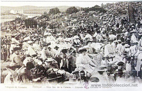 Postales: ANDUJAR (JAEN).- NTRA SRA. DE LA CABEZA.- LLEGADA DE COFRADIAS AL SANT&ordm;.- A&Ntilde;O 1904.-(REPRODUCCI&Oacute;N)