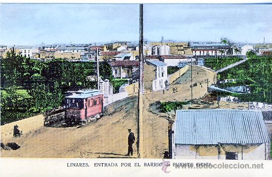 Postales: LINARES (JAEN).- ENTRADA POR EL BARRIO DE PUENTE GENIL.- A&Ntilde;O 1908.- (REPRODUCCION)