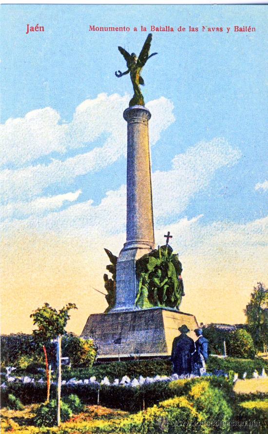 Postales: JAEN.- MONUMENTO A LAS BATALLAS DE LAS NAVAS Y BAILEN.- A&Ntilde;O 1912.- (REPRODUCCION)