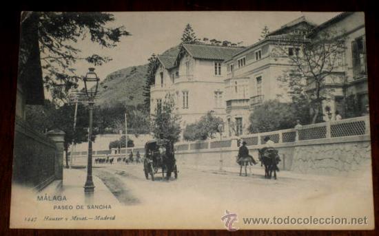Postales: ANTIGUA POSTAL DE MALAGA - PASEO DE SANCHA - 1447 HAUSER Y MENET - NO CIRCULADA.