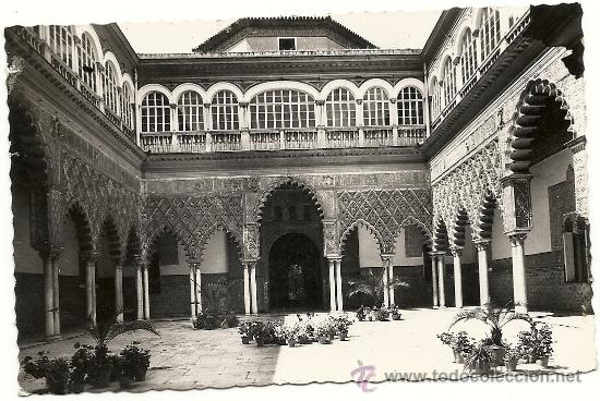 Postcards: 107 SEVILLA-ALCAZAR.PATIO DE LAS DONCELLAS.CREACIONES DOMINGUEZ.