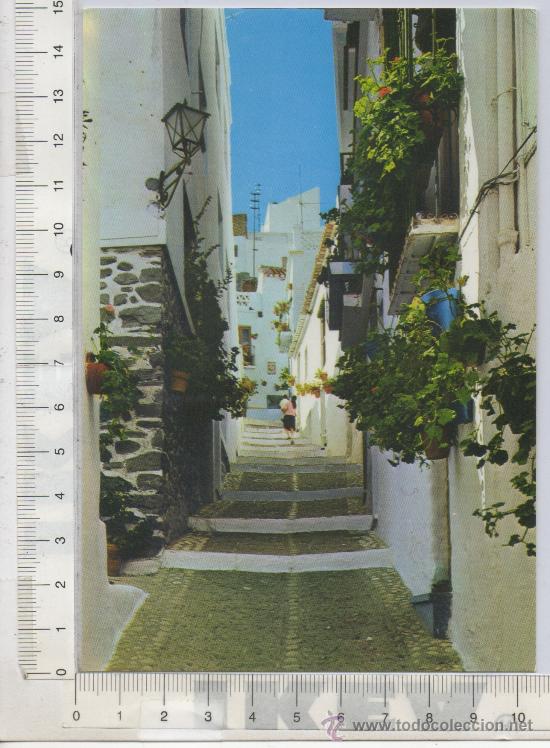 Postales: TARJETA POSTAL DE ALMU&Ntilde;ECAR GRANADA TROPICO DE EUROPA CALLE TIPICA CARTEL SINGER