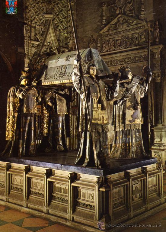 Postales: CATEDRAL DE SEVILLA N&ordm; 294 MONUMENTO A COL&Oacute;N PANTE&Oacute;N EDICIONES FISA ESCRITA CIRCULADA CON SELLOS