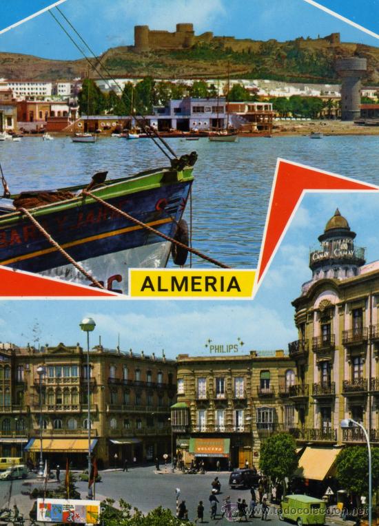 Postales: ALMER&Iacute;A N&ordm; 29 CLUB DEL  MAR Y PUERTA PURCHENA ESCRITA CIRCULADA CON SELLO GARC&Iacute;A GARRABELLA