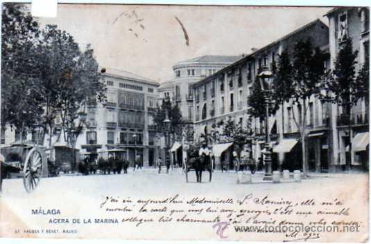 Postales: Malaga. Hauser y Menet n&ordm;67 Acera de la Marina. Serie general. circulada.
