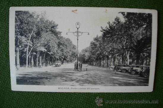 Cartoline: POSTAL DE MALAGA - PASEO CENTRAL DEL PARQUE , FOTOGRAFIA L . ROISIN