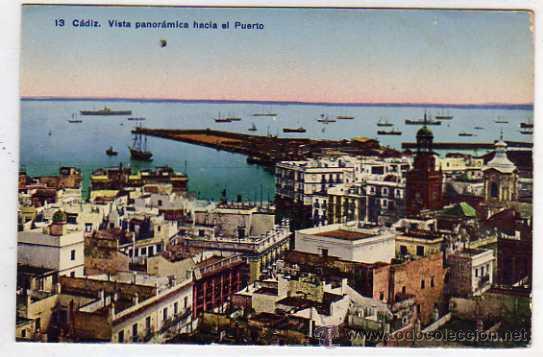 Postales: Cadiz. n&ordm;13. Vista panor&aacute;mica hacia el Puerto.  Ed Guillermo Uhl. Sin circular.