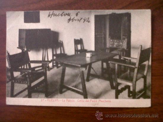 Postales: POSTAL  HUELVA-N&ordm;27 LA RABIDA CELDA DEL PADRE MARCHENA-CIRCULADA 1926 SELLO ALFONSO XIII -10 CTS-