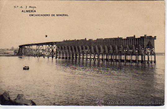 Postales: Almeria. n&ordm; 16. J. Moya. Embarcadero de MIneral. Sin circular.