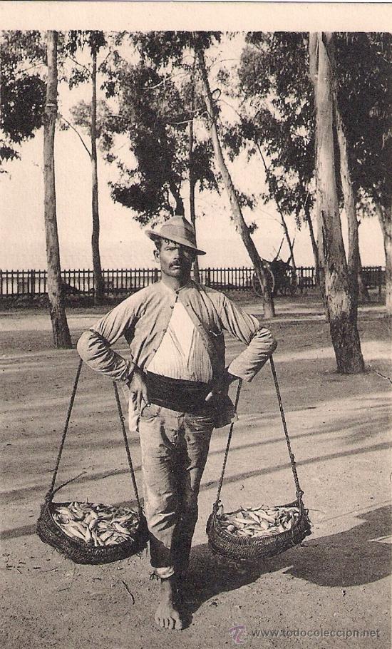 Postales: M&Aacute;LAGA - VENDEDOR DE PESCADO - - Foto 1