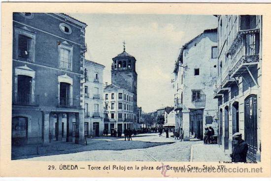Postales: Jaen. n&ordm;29 Ubeda. Torre del reloj en la plaza del General Saro. Siglo XVI. L.Roisin.