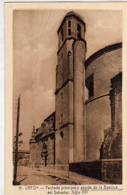 Postales: Ubeda. Jaen. n&ordm; 11. Fachada principal y abside de la Basilica del Salvador. L. Roisin.