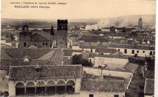 Postales: Jaen. Andujar. Vista parcial. Imprenta y papeleria de Agustin Bellido.