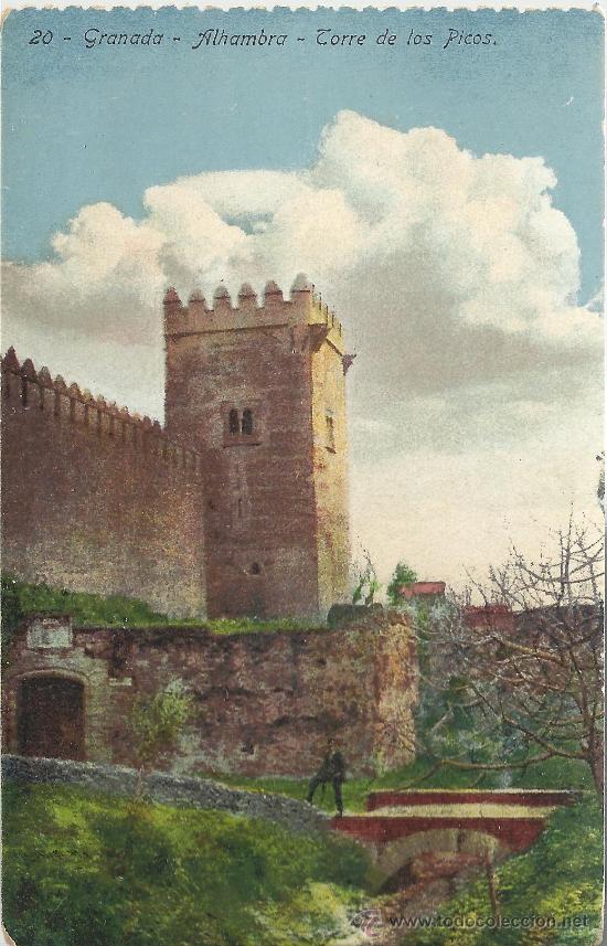 Postales: GRANADA ALHAMBRA TORRE DE LOS PICOS SIN CIRCULAR - Foto 1