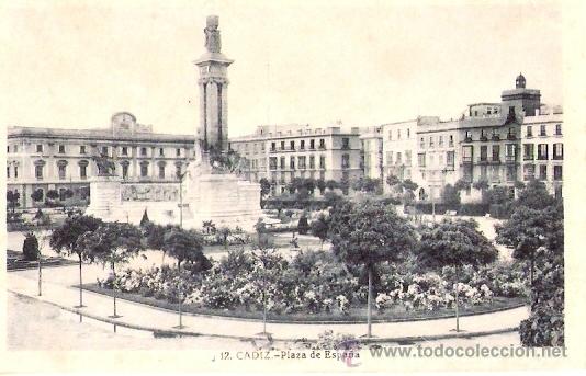 Postkarten: TARJETA POSTAL. CADIZ. N&ordm; 12. PLAZA DE ESPA&Ntilde;A. FOTO L. ROISIN.