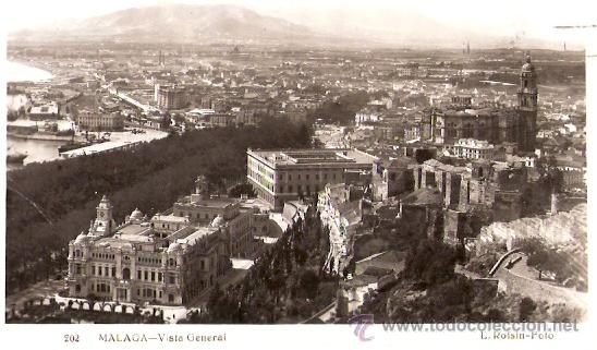 Postkarten: TARJETA POSTAL. MALAGA. N&ordm; 202. VISTA GENERAL. FOTO L. ROISIN.