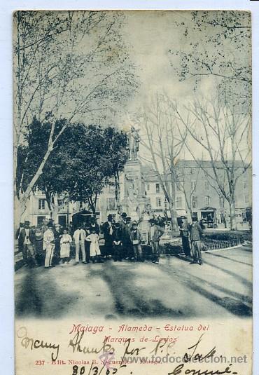 Postales: POSTAL ANTIGUA DE MALAGA - ALAMEDA ESTATUA DEL MARQUES DE LARIOS   P-ANMA-395