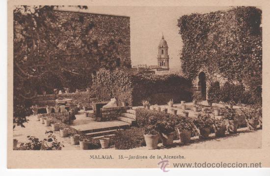 Postales: Bonita y antigua postal de Los Jardines de la Alcazaba de M&aacute;laga. Ediciones M. Arribas