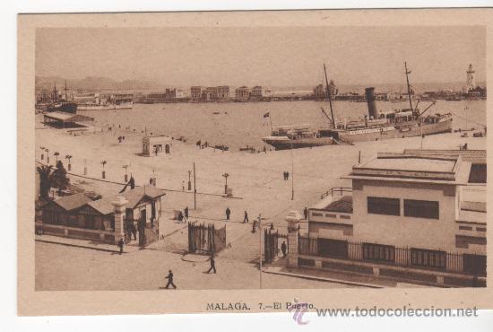 Postales: Muy antigua postal del Puerto de M&aacute;laga. Ed. M. Arribas